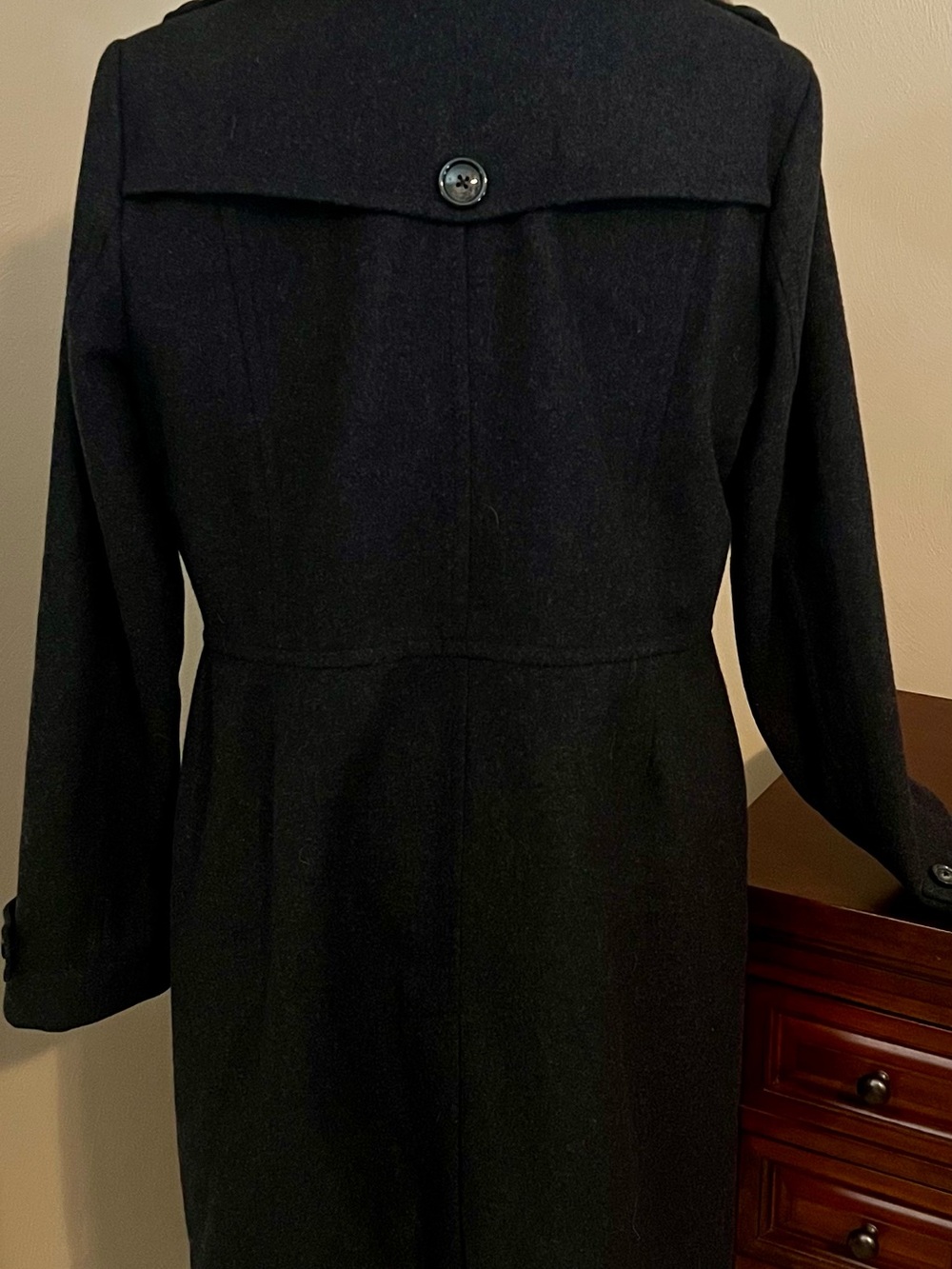 Banana Republic Faux Fur Black Double-Breasted Mid Length Coat S/462871 - Picture 6 of 14